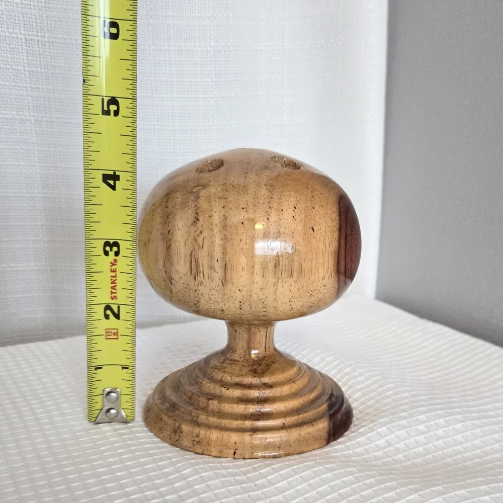 Wood Hand Turned Pen Pencil Holder Ball Pedestal Office Desk MCM Style